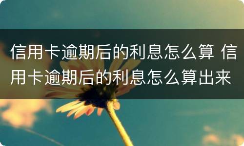 信用卡逾期后的利息怎么算 信用卡逾期后的利息怎么算出来的