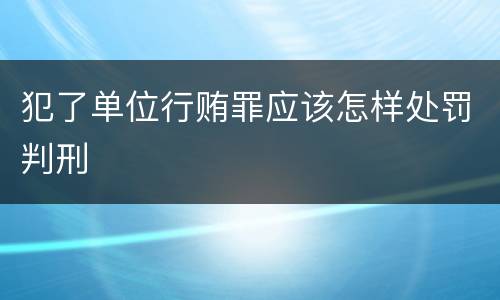 犯了单位行贿罪应该怎样处罚判刑