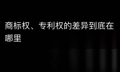 商标权、专利权的差异到底在哪里