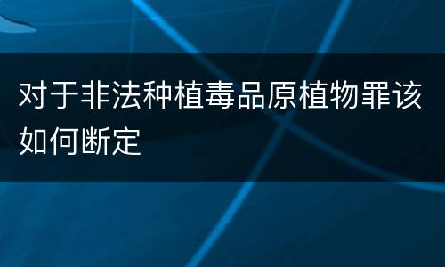 对于非法种植毒品原植物罪该如何断定