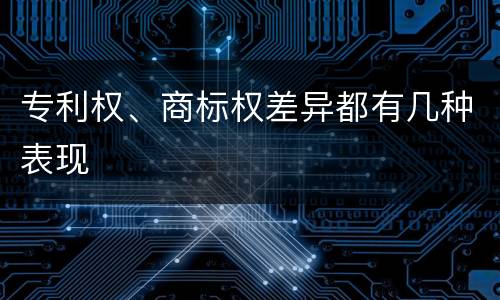 专利权、商标权差异都有几种表现