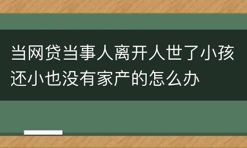 当网贷当事人离开人世了小孩还小也没有家产的怎么办