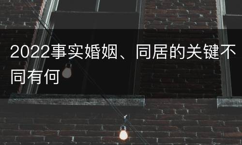 2022事实婚姻、同居的关键不同有何