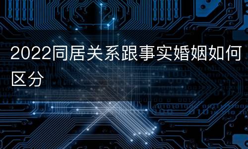 2022同居关系跟事实婚姻如何区分