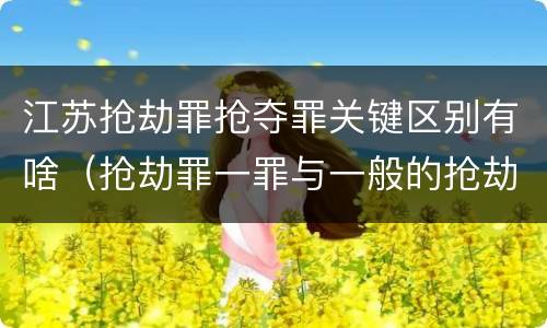 江苏抢劫罪抢夺罪关键区别有啥（抢劫罪一罪与一般的抢劫罪区别）