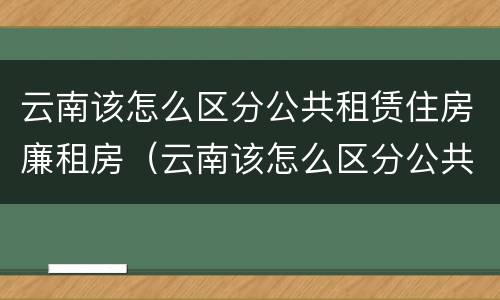 云南该怎么区分公共租赁住房廉租房（云南该怎么区分公共租赁住房廉租房呢）