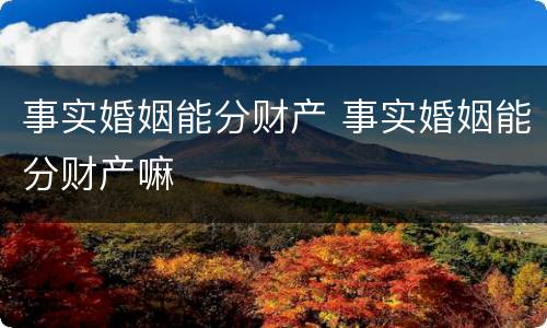 事实婚姻能分财产 事实婚姻能分财产嘛