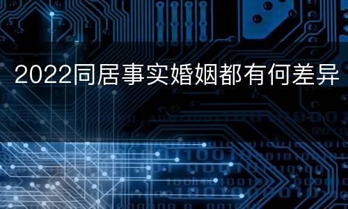 2022同居事实婚姻都有何差异