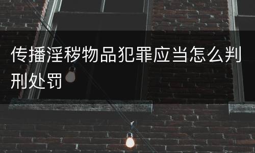 传播淫秽物品犯罪应当怎么判刑处罚