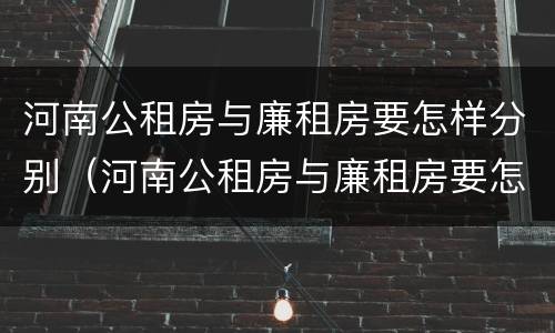 河南公租房与廉租房要怎样分别（河南公租房与廉租房要怎样分别认定）