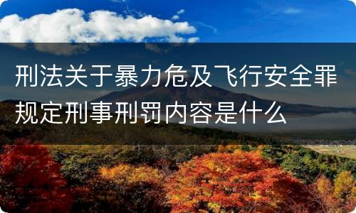 刑法关于暴力危及飞行安全罪规定刑事刑罚内容是什么