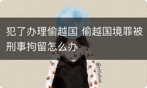犯了办理偷越国 偷越国境罪被刑事拘留怎么办
