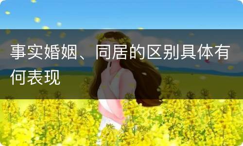 事实婚姻、同居的区别具体有何表现