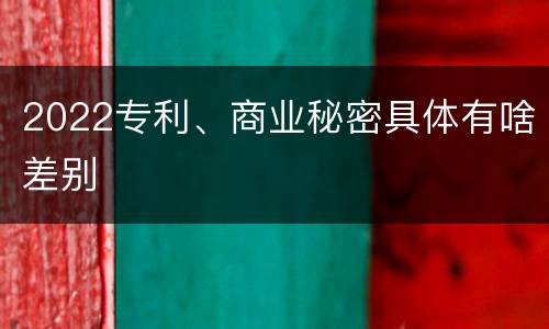 2022专利、商业秘密具体有啥差别