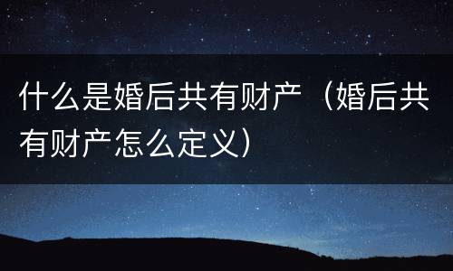 什么是婚后共有财产（婚后共有财产怎么定义）