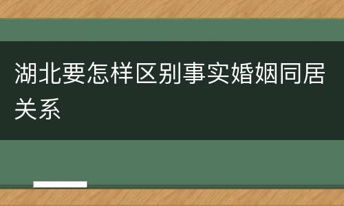 湖北要怎样区别事实婚姻同居关系