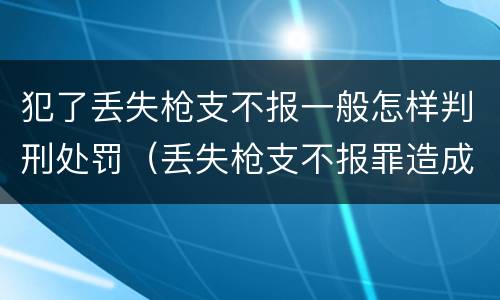 犯了丢失枪支不报一般怎样判刑处罚（丢失枪支不报罪造成严重后果）