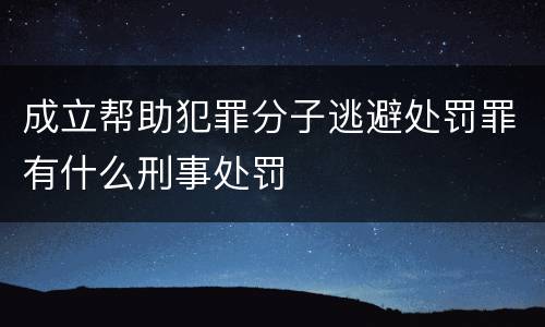成立帮助犯罪分子逃避处罚罪有什么刑事处罚