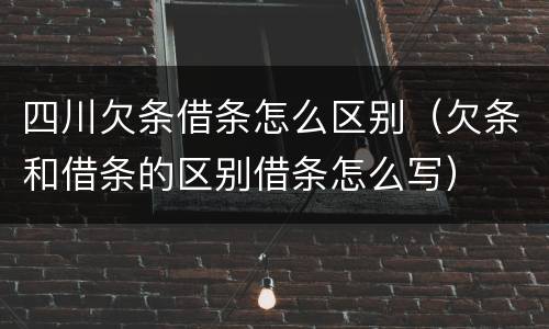 四川欠条借条怎么区别（欠条和借条的区别借条怎么写）