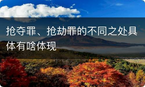 抢夺罪、抢劫罪的不同之处具体有啥体现