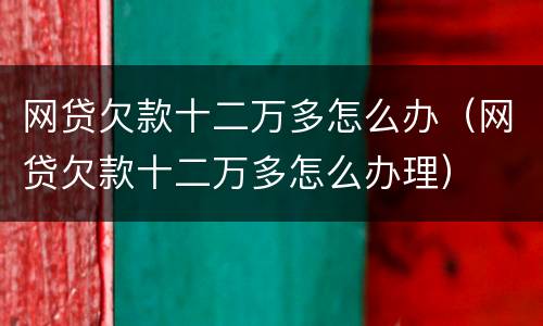 网贷欠款十二万多怎么办（网贷欠款十二万多怎么办理）