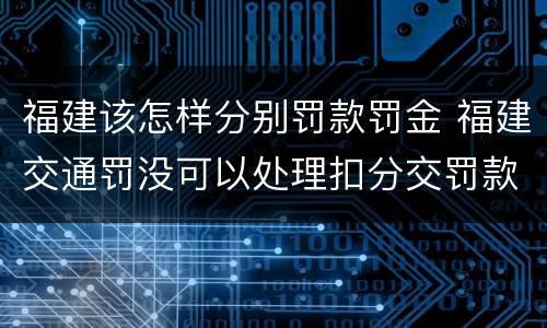 福建该怎样分别罚款罚金 福建交通罚没可以处理扣分交罚款吗