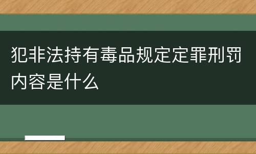 犯非法持有毒品规定定罪刑罚内容是什么