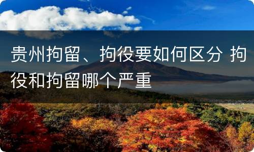 贵州拘留、拘役要如何区分 拘役和拘留哪个严重