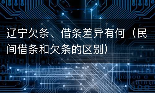 辽宁欠条、借条差异有何（民间借条和欠条的区别）