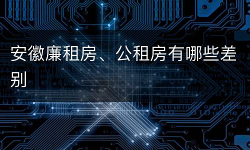 安徽廉租房、公租房有哪些差别