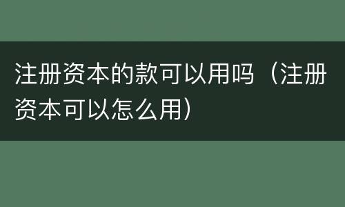 注册资本的款可以用吗（注册资本可以怎么用）