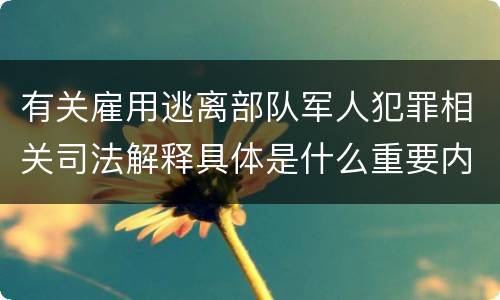 有关雇用逃离部队军人犯罪相关司法解释具体是什么重要内容
