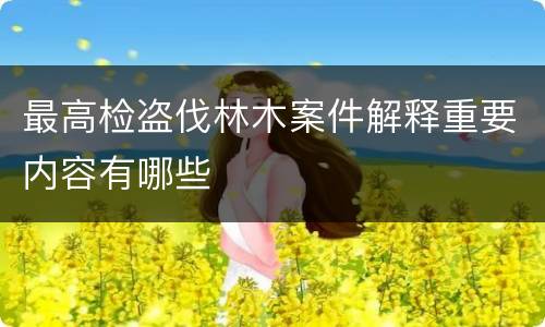 最高检盗伐林木案件解释重要内容有哪些