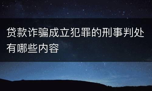 贷款诈骗成立犯罪的刑事判处有哪些内容