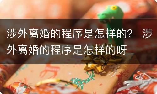 涉外离婚的程序是怎样的？ 涉外离婚的程序是怎样的呀