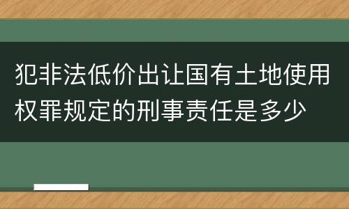 犯非法低价出让国有土地使用权罪规定的刑事责任是多少