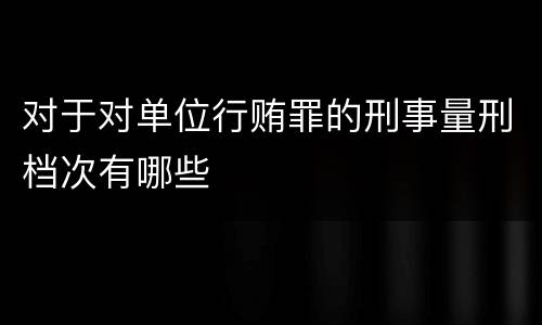对于对单位行贿罪的刑事量刑档次有哪些