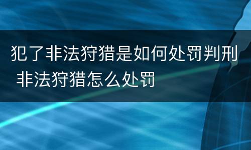 犯了非法狩猎是如何处罚判刑 非法狩猎怎么处罚