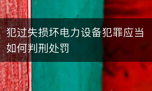 犯过失损坏电力设备犯罪应当如何判刑处罚