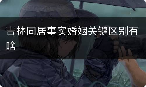 吉林同居事实婚姻关键区别有啥
