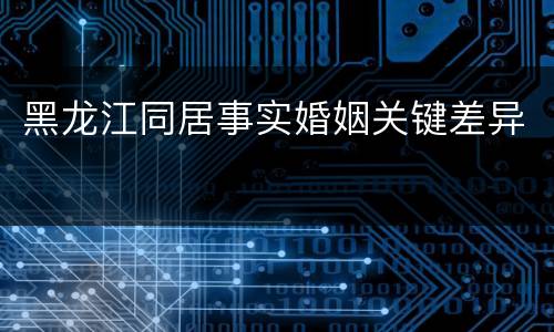 黑龙江同居事实婚姻关键差异