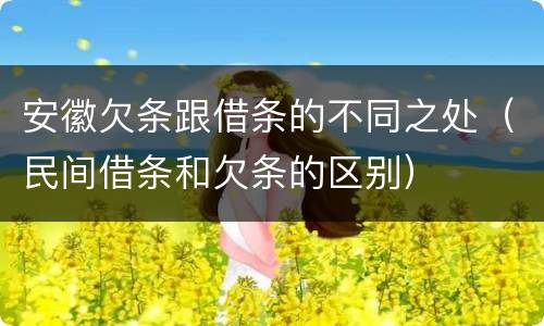 安徽欠条跟借条的不同之处（民间借条和欠条的区别）