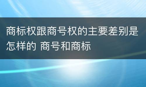商标权跟商号权的主要差别是怎样的 商号和商标