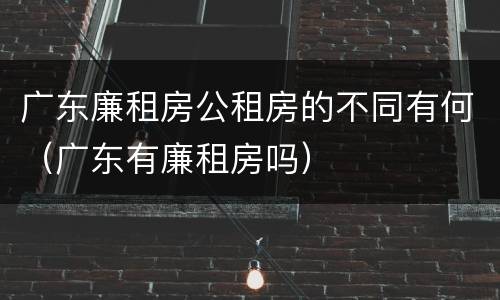 广东廉租房公租房的不同有何（广东有廉租房吗）