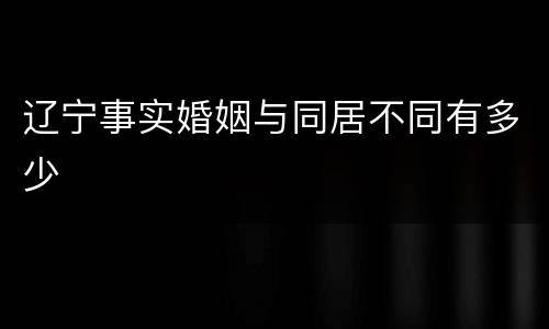 辽宁事实婚姻与同居不同有多少