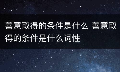 善意取得的条件是什么 善意取得的条件是什么词性