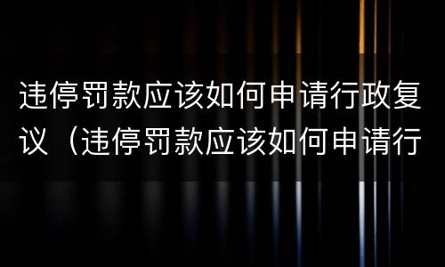 违停罚款应该如何申请行政复议（违停罚款应该如何申请行政复议处理）