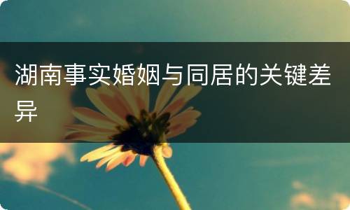 湖南事实婚姻与同居的关键差异