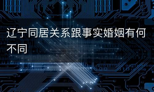 辽宁同居关系跟事实婚姻有何不同