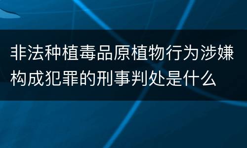 非法种植毒品原植物行为涉嫌构成犯罪的刑事判处是什么